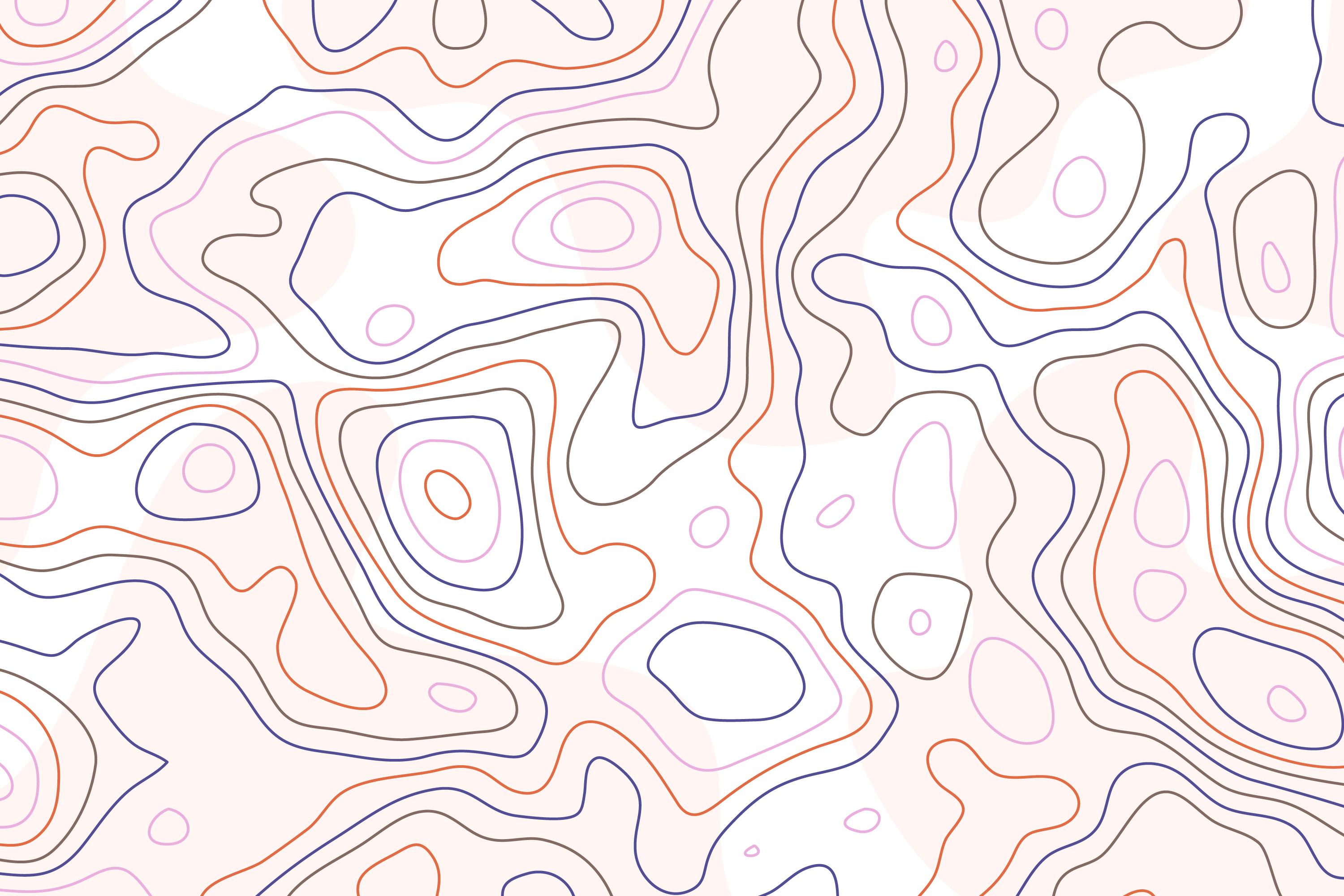 Ilustración de líneas de contorno en un mapa